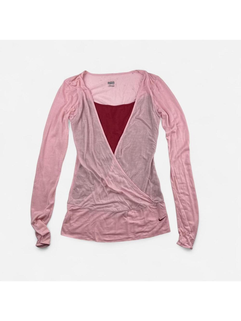 Nike Y2K Pink Draped Cowl Long Sleeve Top in Pink